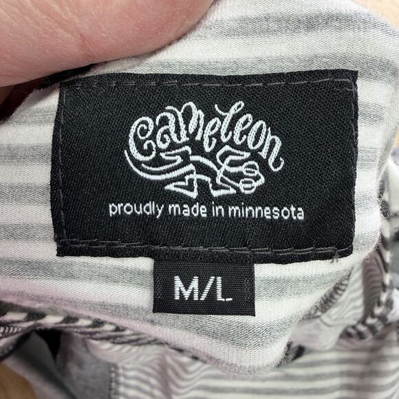 Cameleon Minnesota Bamboo Dress Black Gray Striped M/L Abstract Artsy Flouncy - Picture 8 of 9